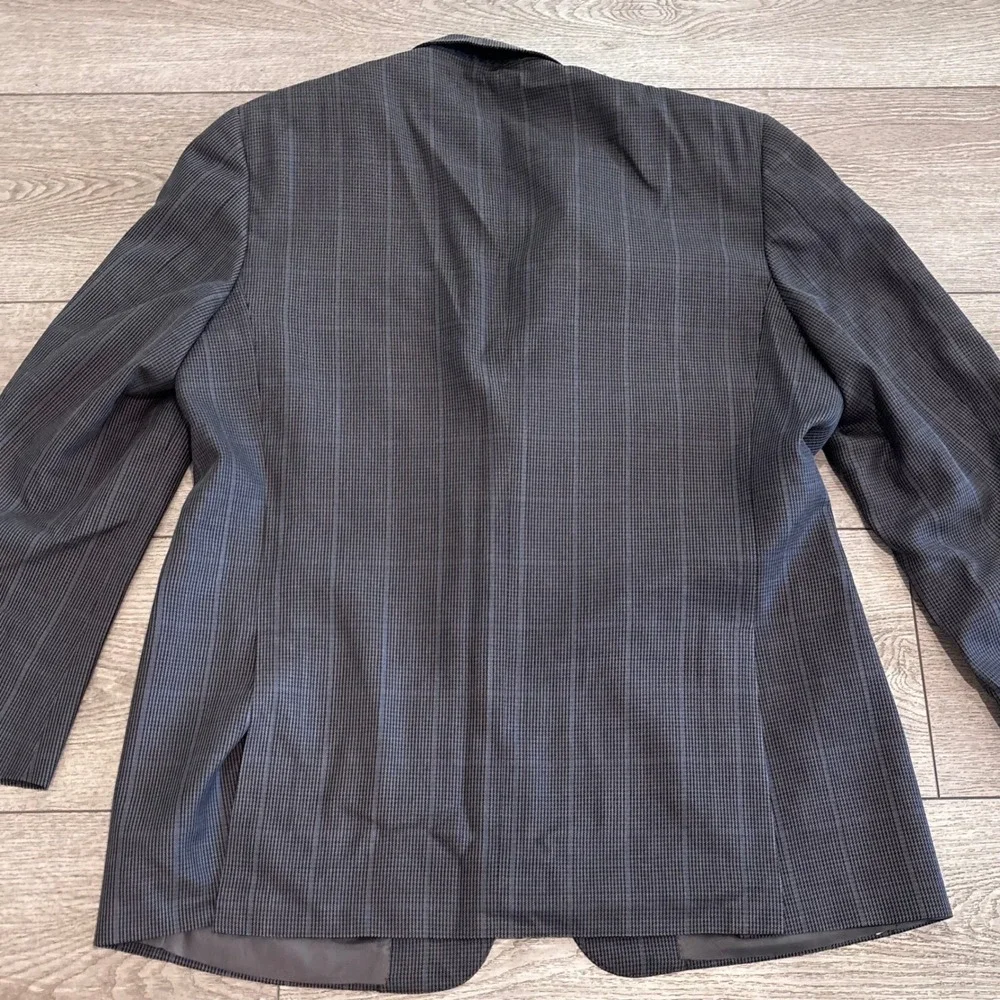 Canali Sport Coat Mens 38R‎ Grey Silk Wool Blend Micro Check Blazer Italy